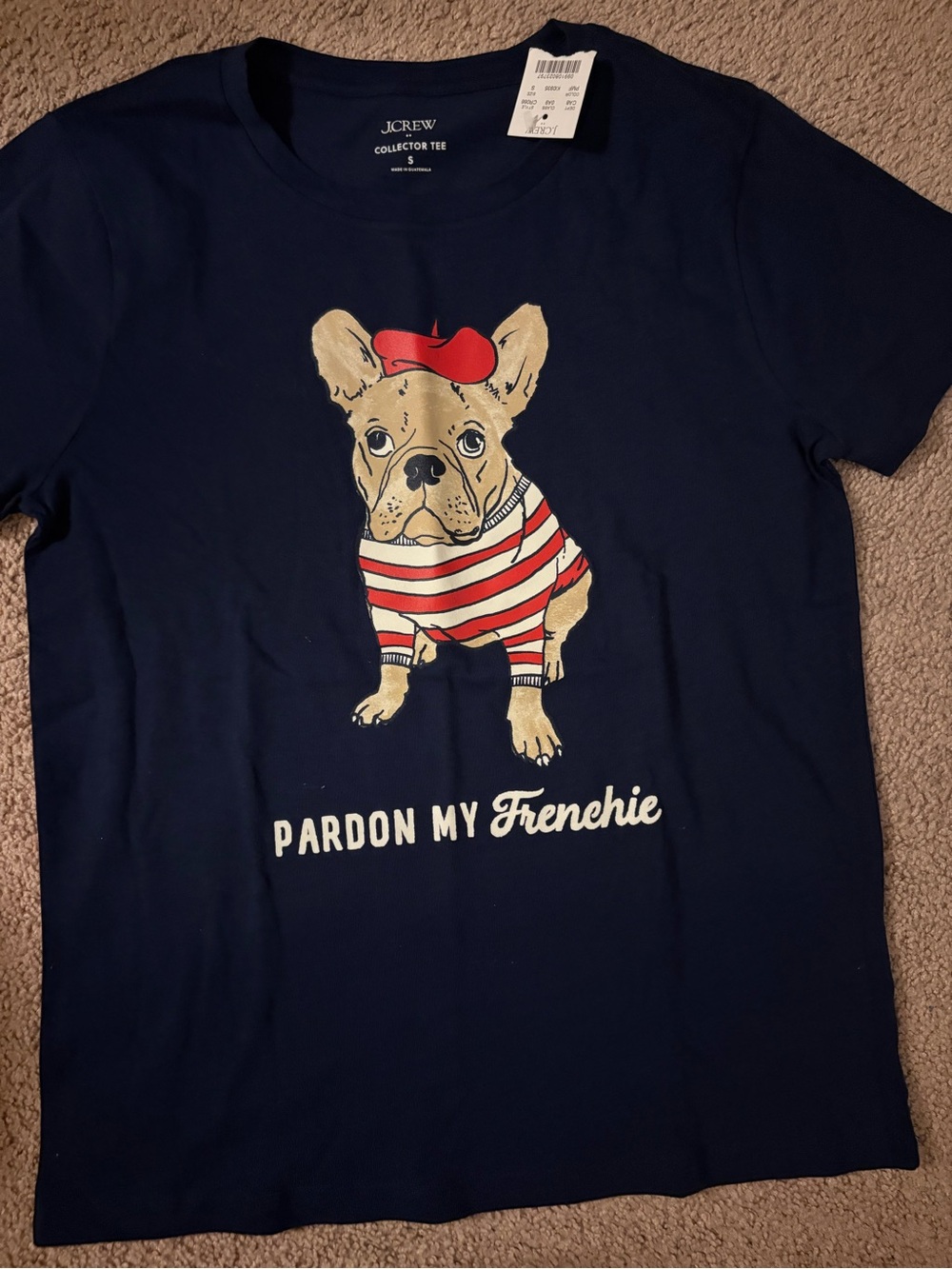 J. Crew Navy Dog Graphic Tee with Red Accents